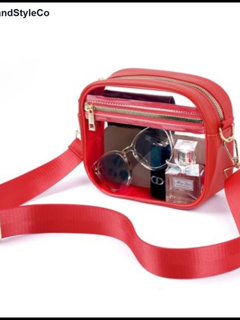 Clear PVC Crossbody Bag Stadium Approved Transparent Purse Adjustable Strap
